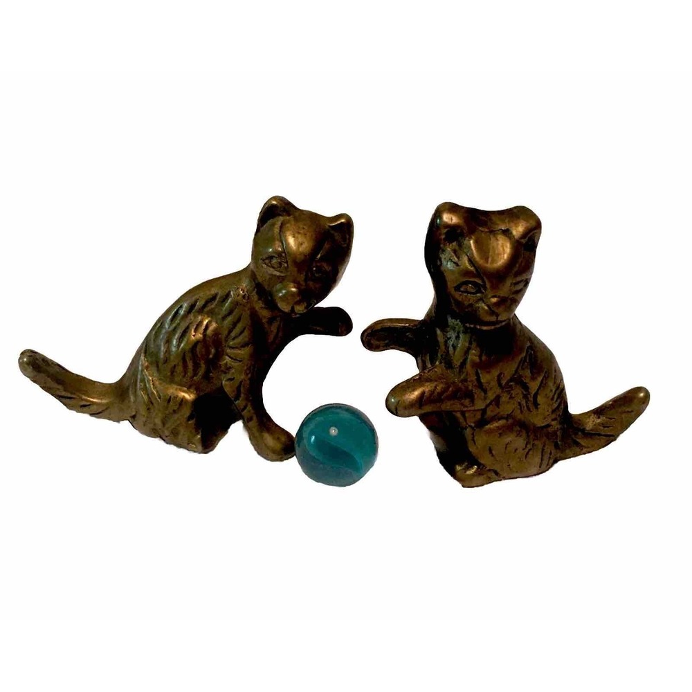 Vintage Brass Cats Kittens Figurines Collectible
